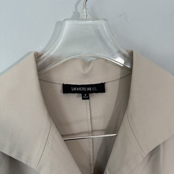 Lafayette 148 New York Zip Front Midi Dress Beige Size 8 Career Office Work READ - Picture 3 of 6